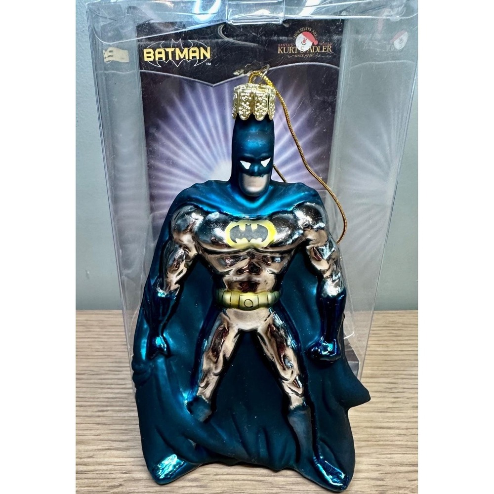 Vintage 2004 Kurt S Adler Batman Blown Glass Christmas Ornament In Box DC Comics
